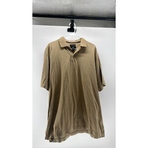 Gary Player Mens L Polka Dot Polo Brown Golf